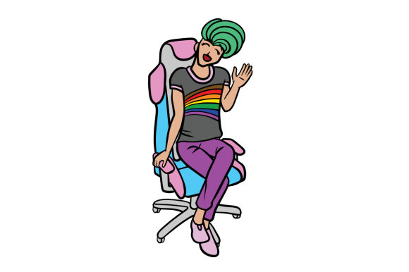 Fun and Vibrant Gaymer with Gaming Chair for Crafts and Video Games