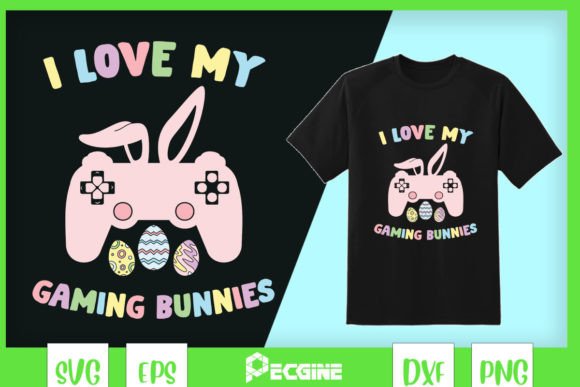 I Love My Gaming Bunnies Easter Graphics for Crafts