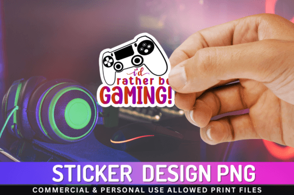 Id Rather Be Gaming Sticker Png Design for Crafts and Graphics