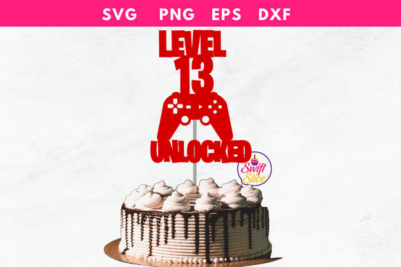 Level 13 Unlocked Gaming Cake Topper Svg for Crafts and Graphics