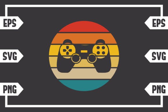 Retro Sun Gaming Controller Graphics for Crafts